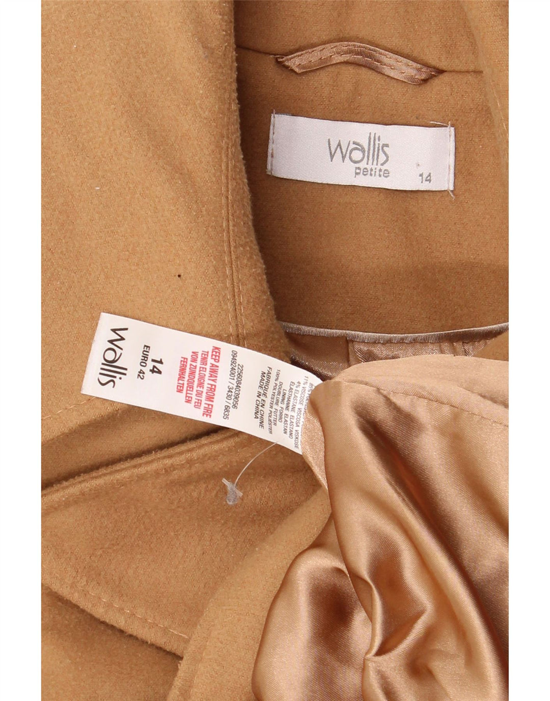 Wallis Zweireihiger Damenmantel UK 14 Large Beige Polyester
