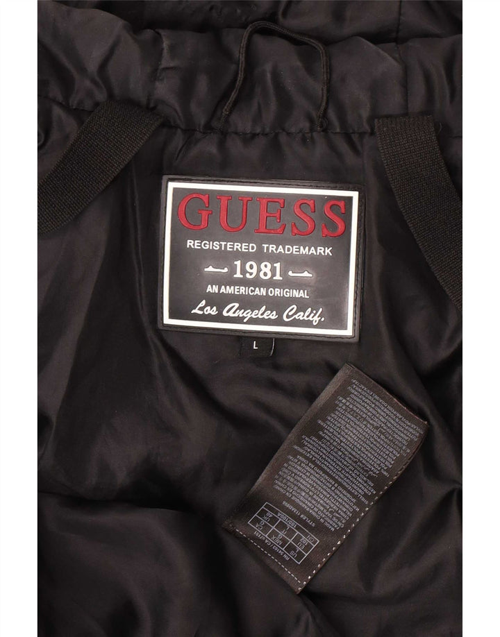 Guess Herren-Jacke mit Kapuze, gepolstert, UK 40, Größe L, Schwarz, Polyester
