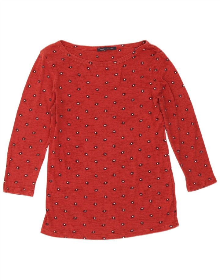 Marks & Spencer Damen-Top, 3/4-Ärmel, UK-Größe 12, Mittelrot, Blumenmuster, Baumwolle