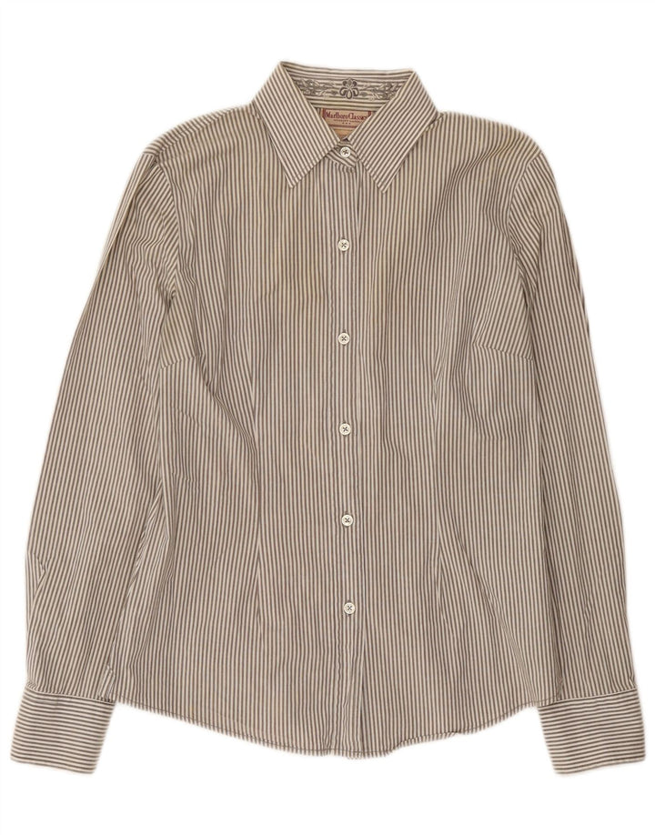 Marlboro Classics Damenhemd EU 44 XL Graue Nadelstreifen-Baumwolle