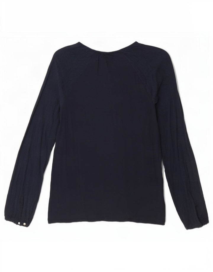 Tommy Hilfiger Damen Top Langarm US 6 Medium Marineblau Viskose