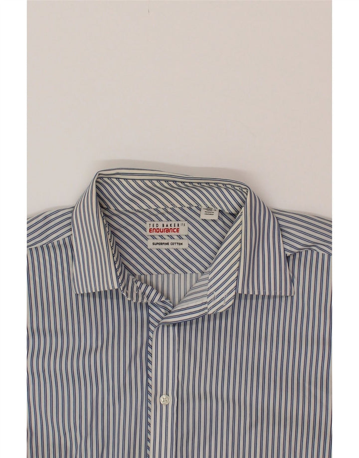 TED BAKER Mens Formal Shirt Size 17 1/2 XL Blue Striped Cotton Vintage Ted Baker and Second-Hand Ted Baker from Messina Hembry 