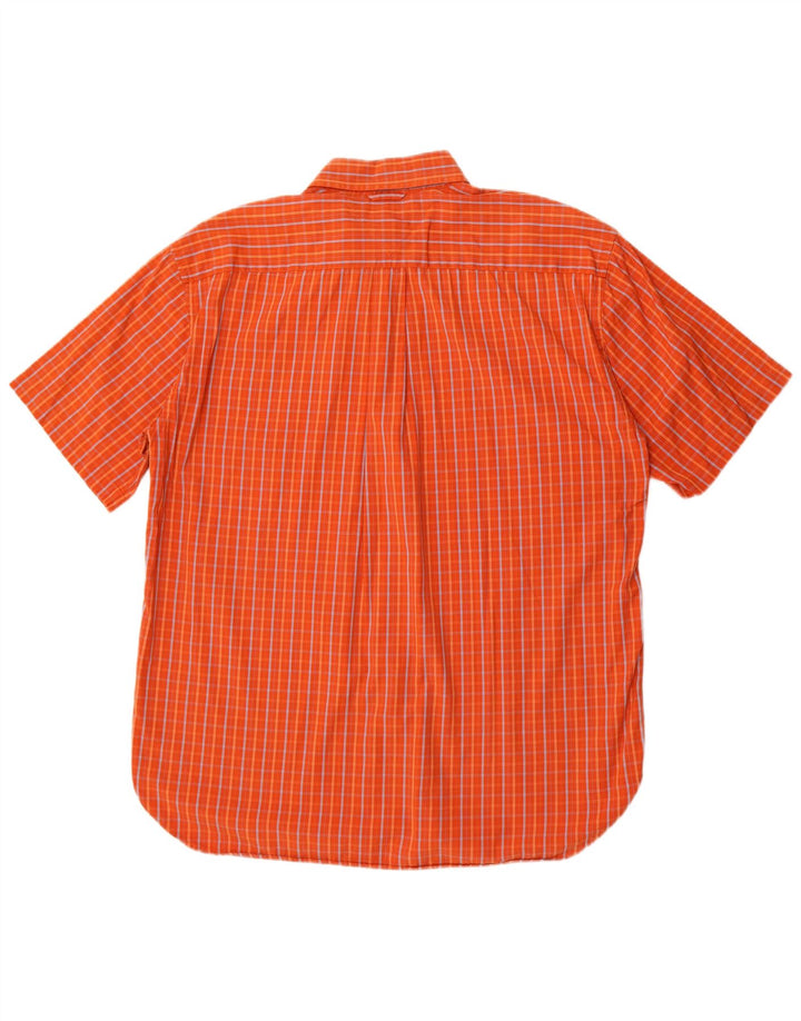 Tommy Hilfiger Herren-Kurzarmhemd, groß, orange kariert, Baumwolle