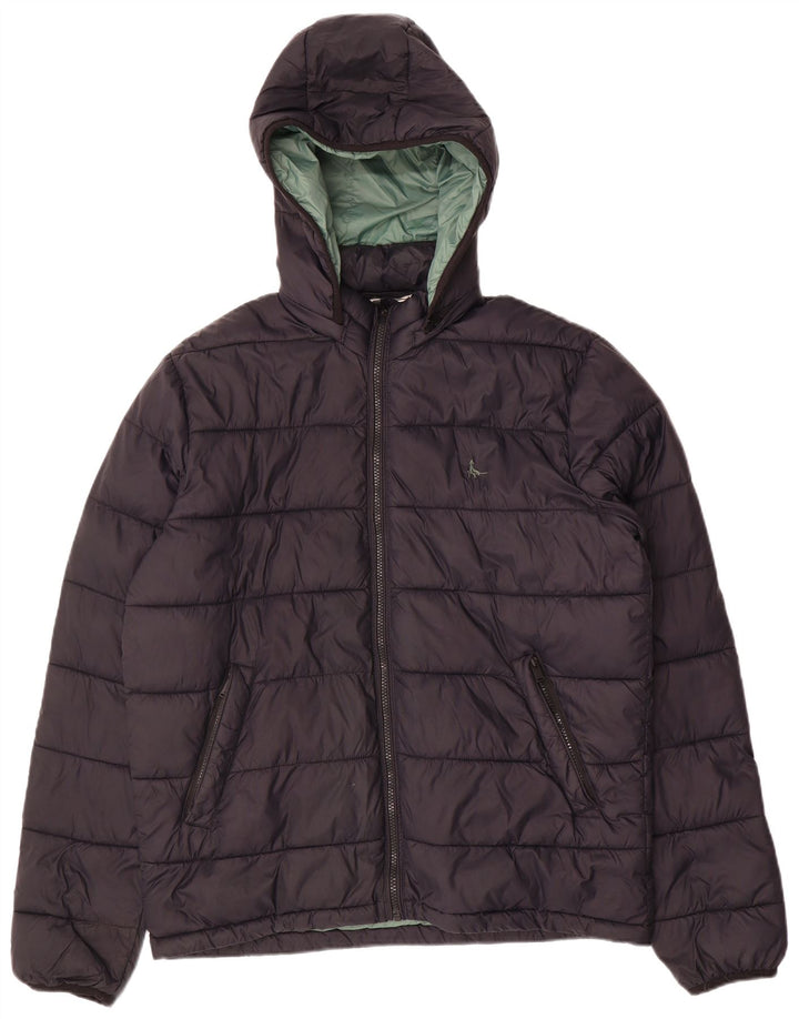 Jack Wills wattierte Herrenjacke mit Kapuze, UK 38, mittelschwarzes Nylon