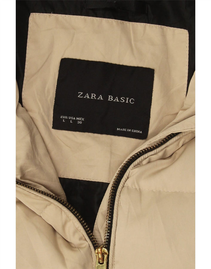 ZARA Womens Padded Coat UK 16 Large Beige