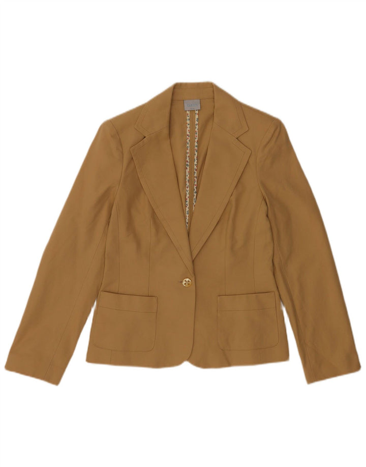 Oasis Damen-Blazerjacke mit 1 Knopf, Gr. 10, Größe S, Beige, Baumwolle