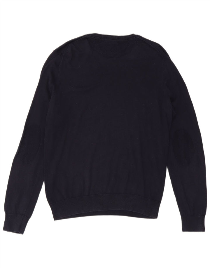 Lacoste Herren-Pullover mit V-Ausschnitt, Größe 4, mittelmarineblaue Baumwolle