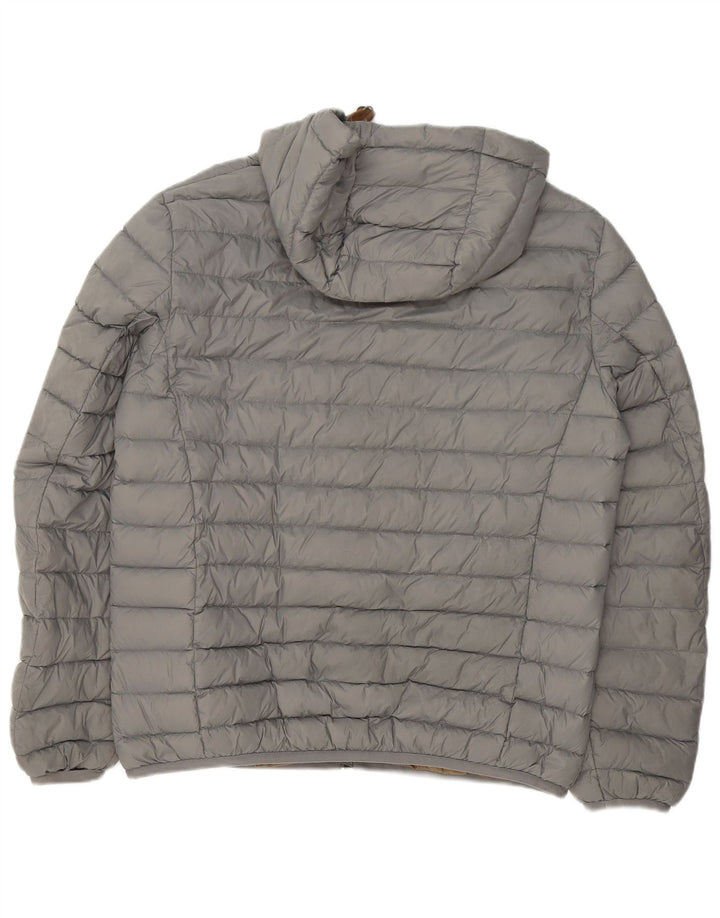 Massimo Dutti gepolsterte Herrenjacke mit Kapuze, UK 42 XL, graues Nylon