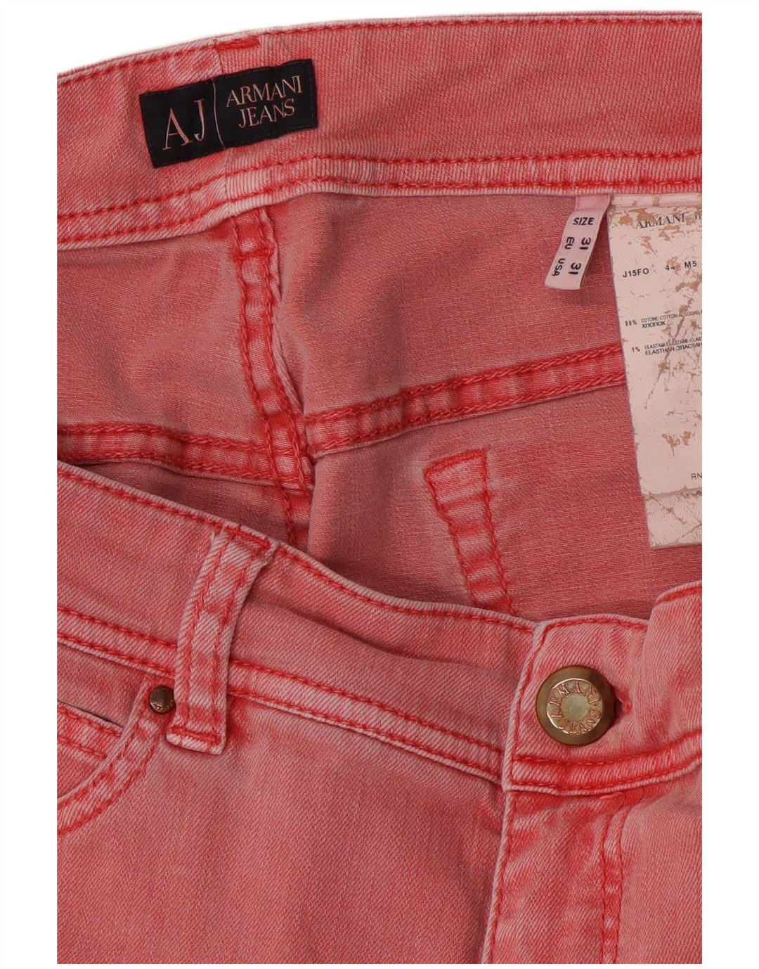 Armani Damen Straight Jeans W31 L28 Rosa Baumwolle