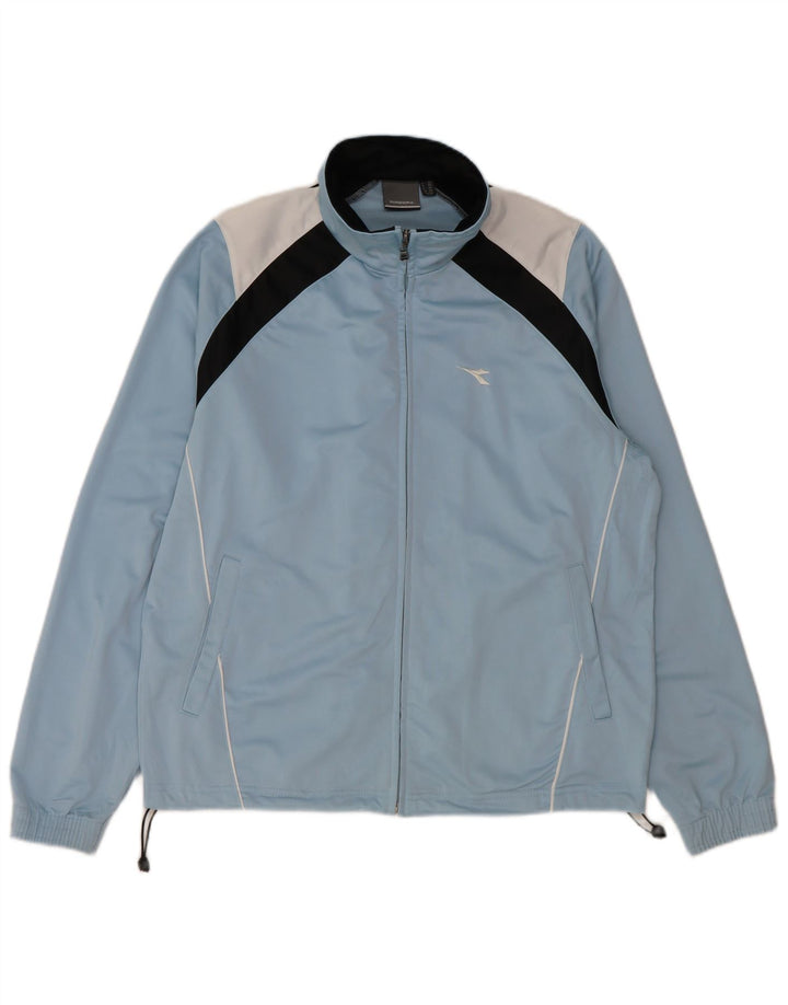 DIADORA Herren-Trainingsanzugoberteil, UK-Größe 38, mittelblaues Colourblock-Polyester