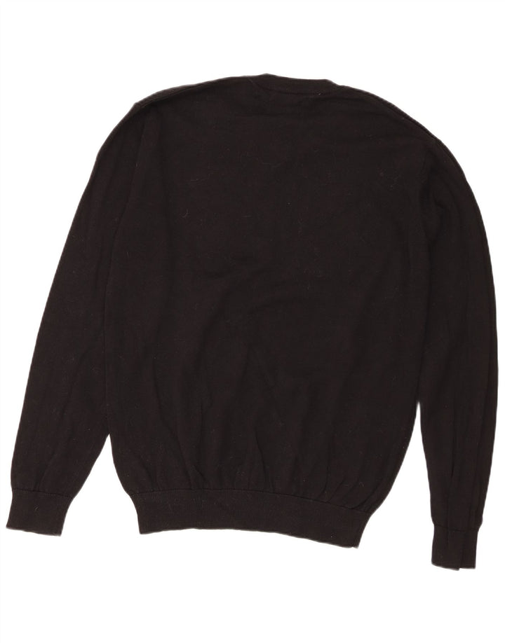 Pierre Cardin Herren-Pullover mit normaler Passform und V-Ausschnitt aus mittelschwarzer Baumwolle