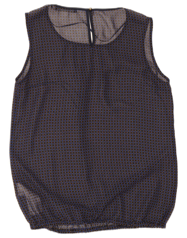 Esprit Ärmelloses Damen-Blusenoberteil UK 12 Medium Navy Blue Check Polyester