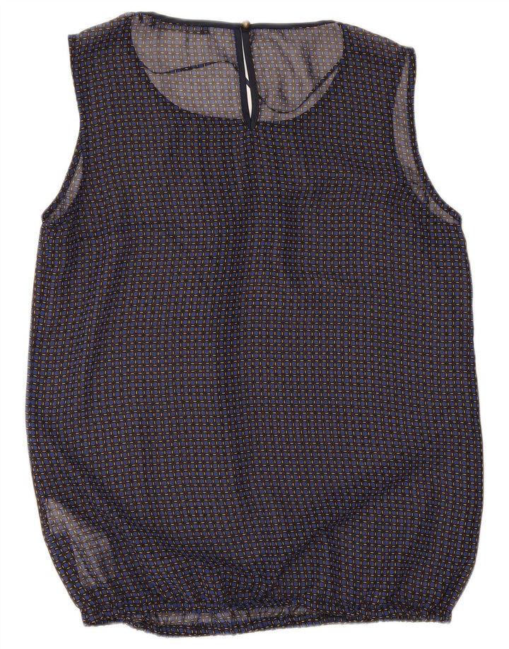 Esprit Ärmelloses Damen-Blusenoberteil UK 12 Medium Navy Blue Check Polyester
