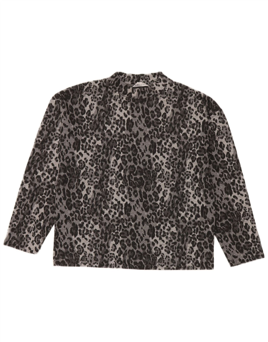 Marks & Spencer Damen Top Langarm UK 10 Small Grau Animal Print