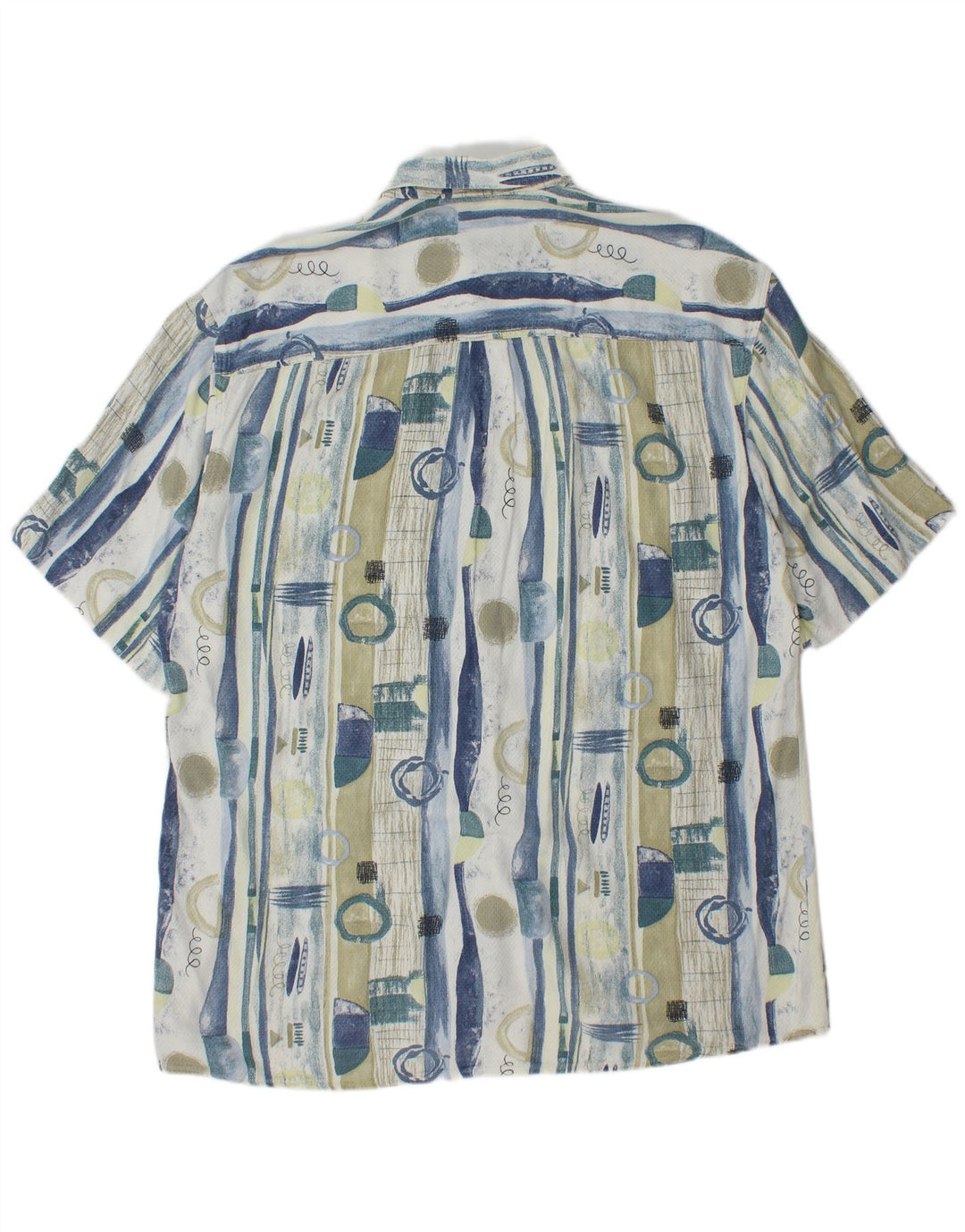 VINTAGE Herren Longline Hemd mit abstraktem Muster Größe 41 Groß Blau