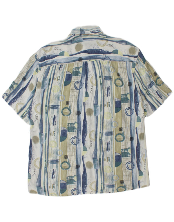VINTAGE Herren Longline Hemd mit abstraktem Muster Größe 41 Groß Blau