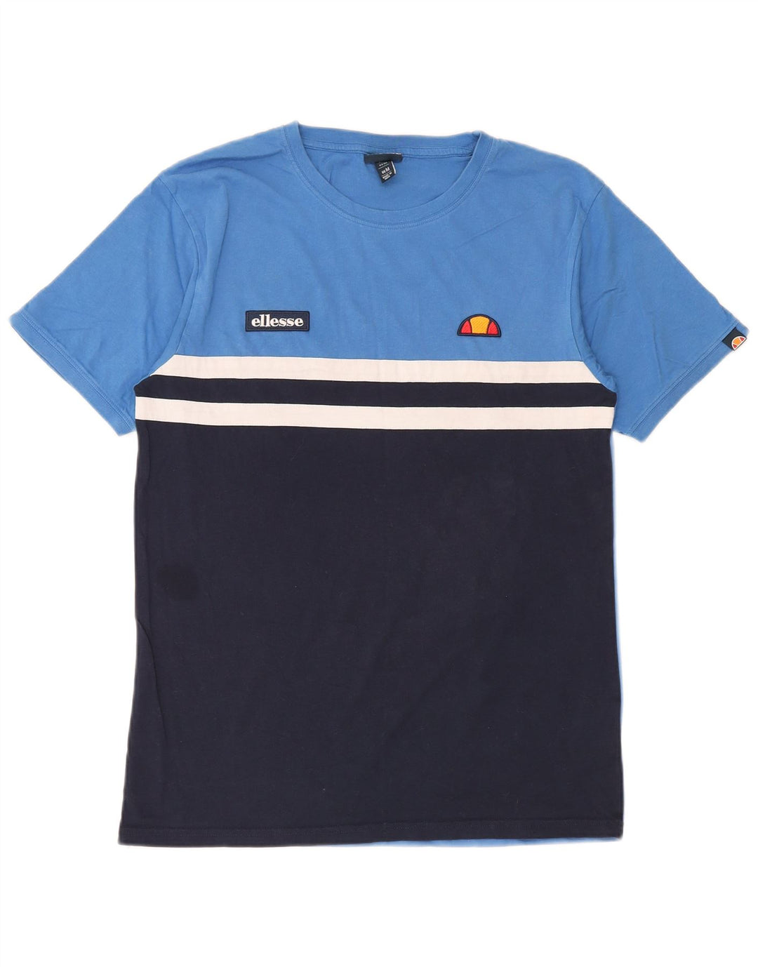 Ellesse Herren-T-Shirt-Oberteil, mittelgroß, marineblau, Colourblock-Baumwolle