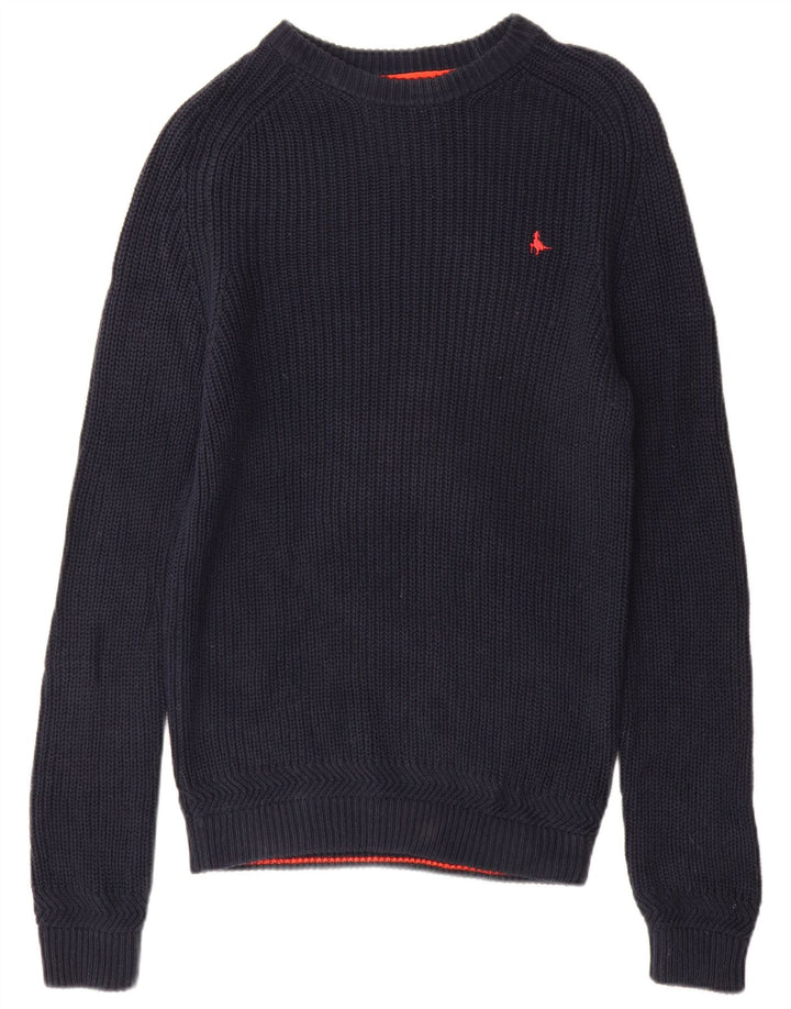 Jack Wills Herren-Pullover mit U-Boot-Ausschnitt, Größe S, marineblaue Baumwolle