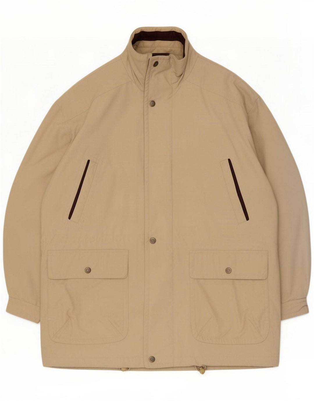 Vintage Herren-Windbreaker-Mantel IT 58 4XL Beige Polyester