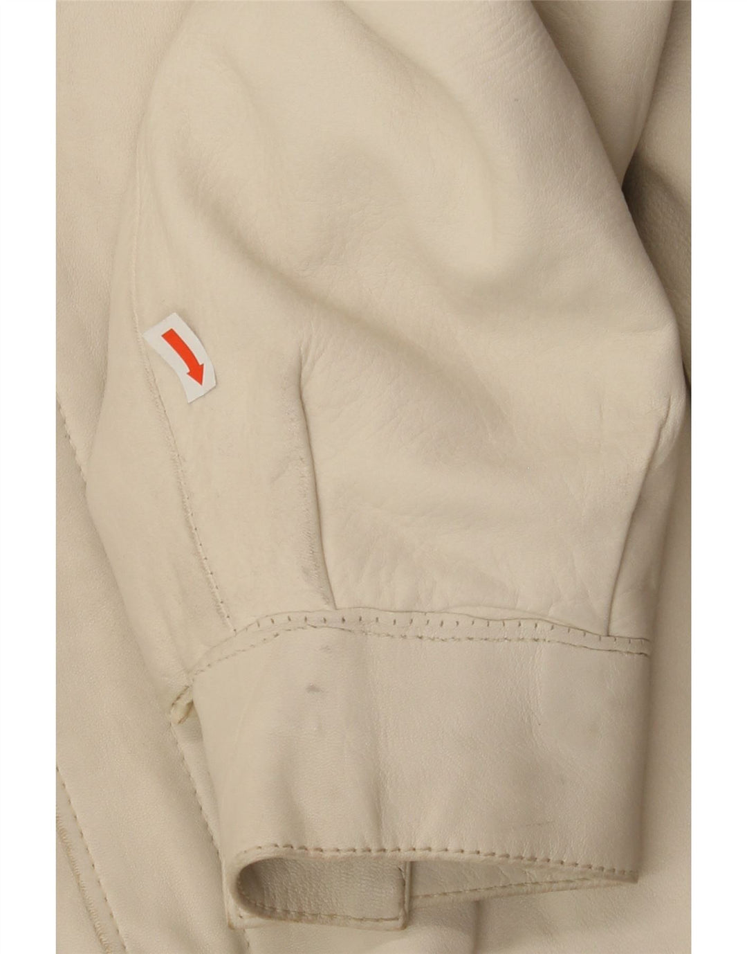 VINTAGE Mens 3/4 Sleeve Leather Jacket UK 40 Large White Vintage Vintage and Second-Hand Vintage from Messina Hembry 