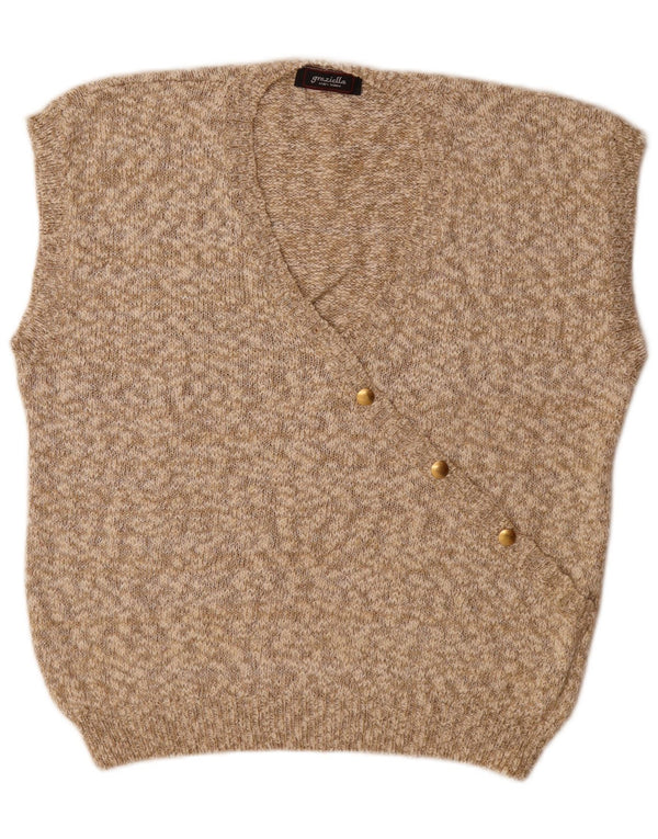 Graziella Damen Weste Tank Top EU 38 Mittelbeige gesprenkelte Baumwolle