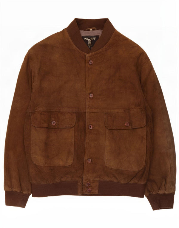 Vintage Herren Wildleder Bomberjacke IT 56 3XL Braunes Leder
