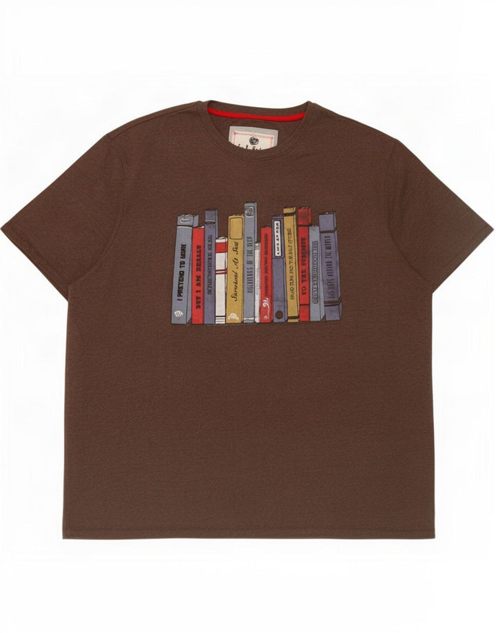 Fat Face Herren Grafik T-Shirt Top 2XL Braun Baumwolle