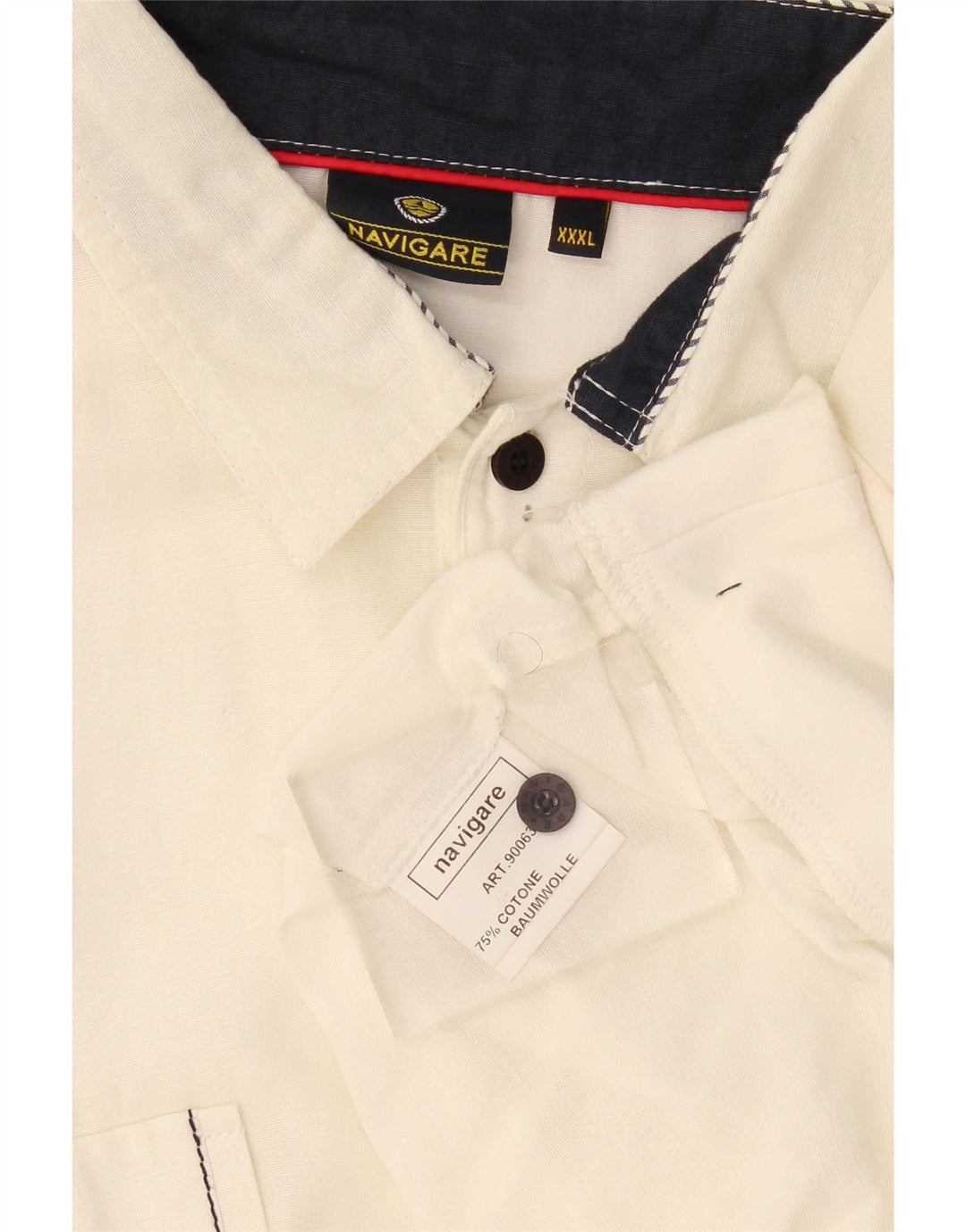 Navigare Herren Kurzarm-Pulloverhemd 3XL Weiß Colourblock Baumwolle