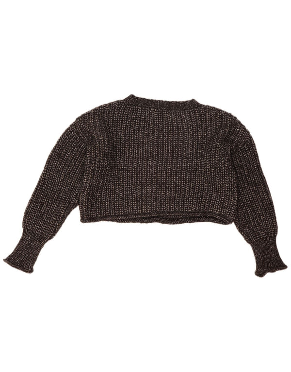 Topshop Damen Crop Crew Neck Pullover Pullover UK 10 Small Grau meliert