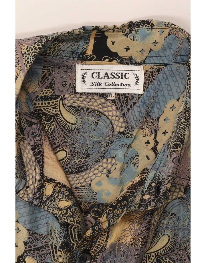 CLASSIC Herren-Kurzarmhemd mit abstraktem Muster XL, mehrfarbige Seide