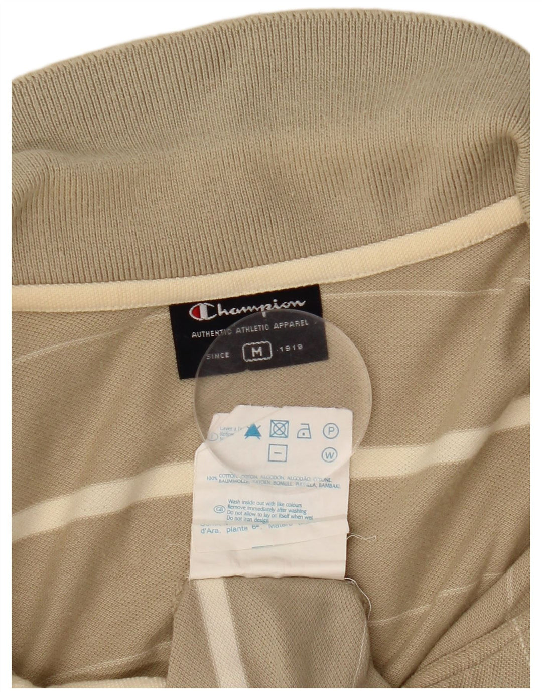 Champion Herren-Poloshirt, mittelbeige, gestreift, Baumwolle