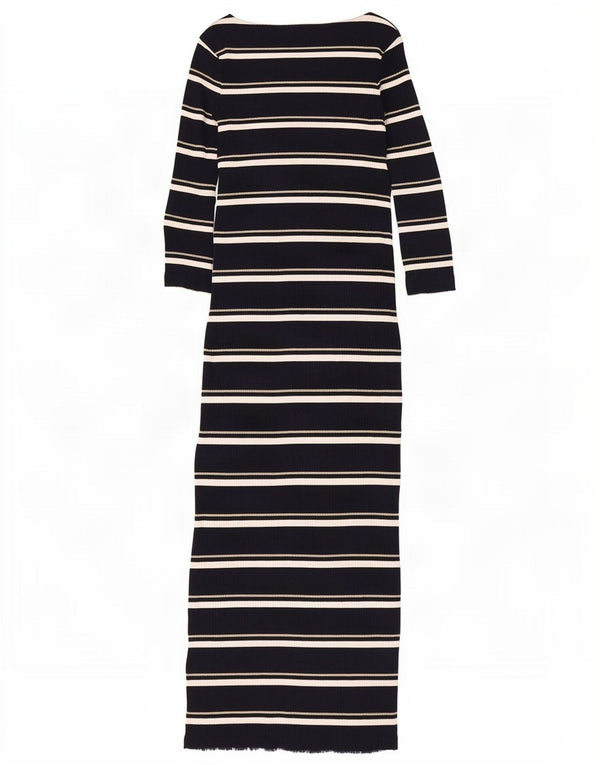 Massimo Dutti Maxi-Pulloverkleid mit 3/4-Ärmeln für Damen, Gr. 8, klein, schwarz gestreift