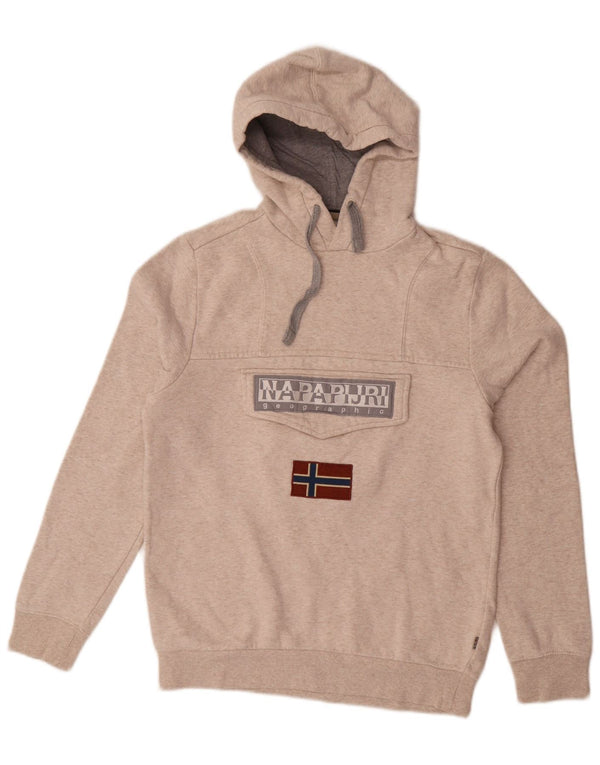 Napapijri Herren-Kapuzenpullover mit Grafik, XS, beige gefleckte Baumwolle