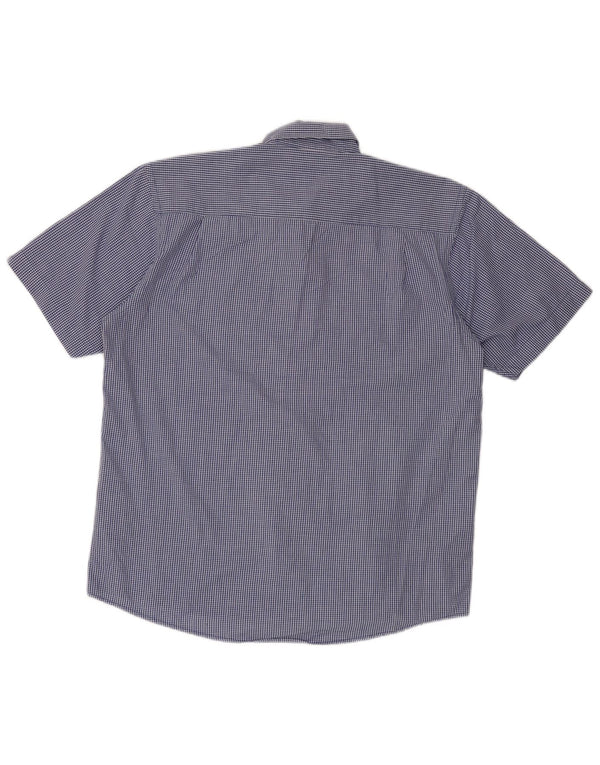 Pierre Cardin Herren-Hemd, kurzärmelig, normale Passform, XL, blau, Gingham-Baumwolle
