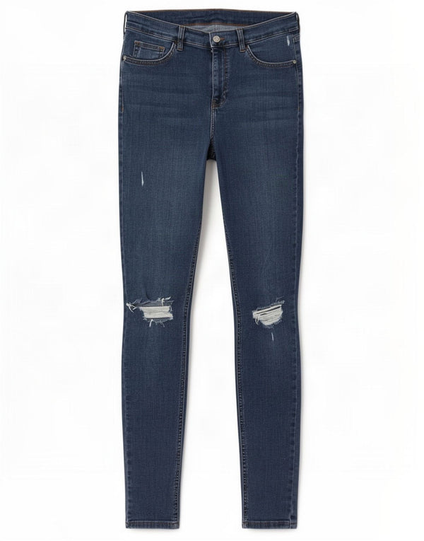 Topshop Damen Distressed Skinny Jeans W30 L32 Blaue Baumwolle