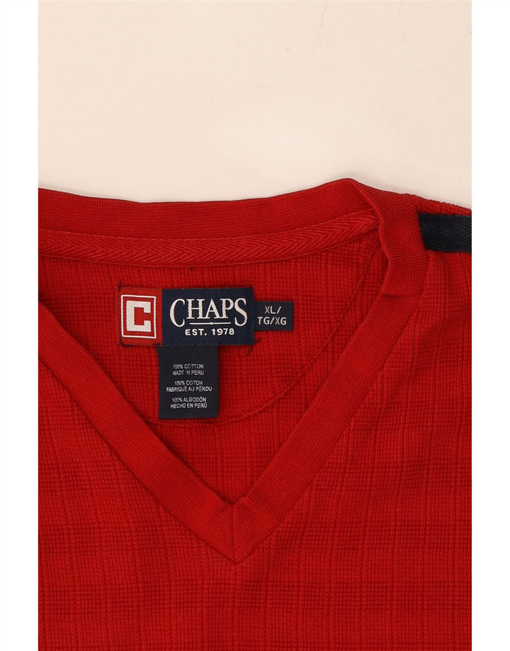CHAPS Mens Top Long Sleeve XL Red Colourblock Cotton Vintage Chaps and Second-Hand Chaps from Messina Hembry 