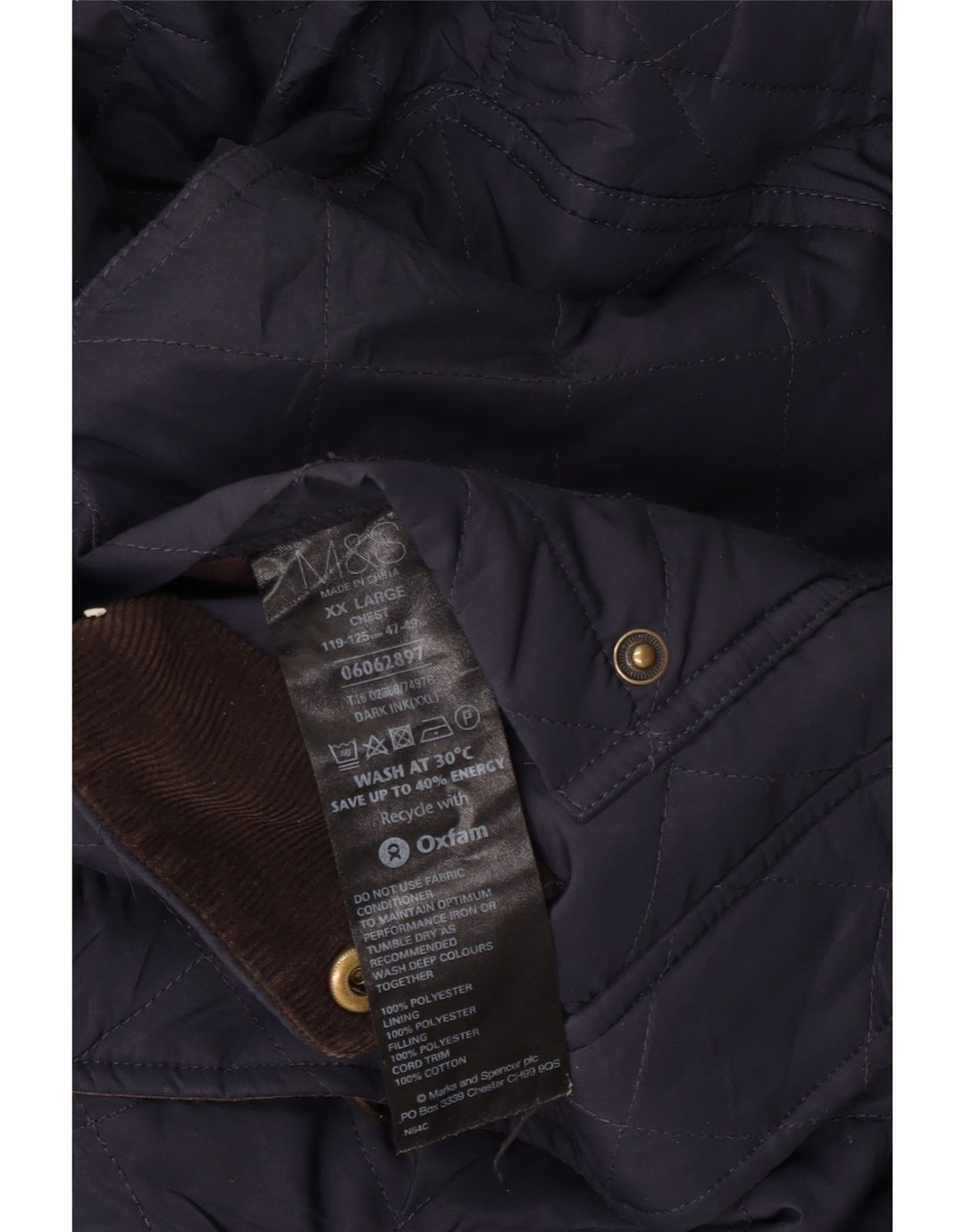 Marks & Spencer Herren Steppjacke UK 44 2XL Marineblau Polyester
