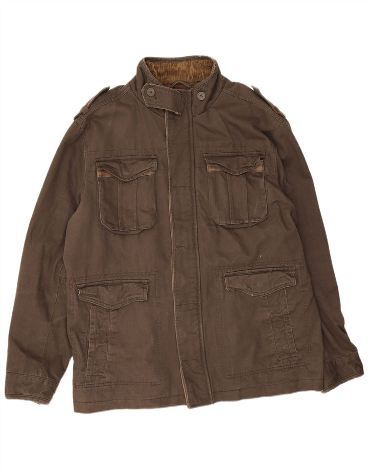 Fat Face Herren-Utility-Jacke UK 42 XL, braune Baumwolle