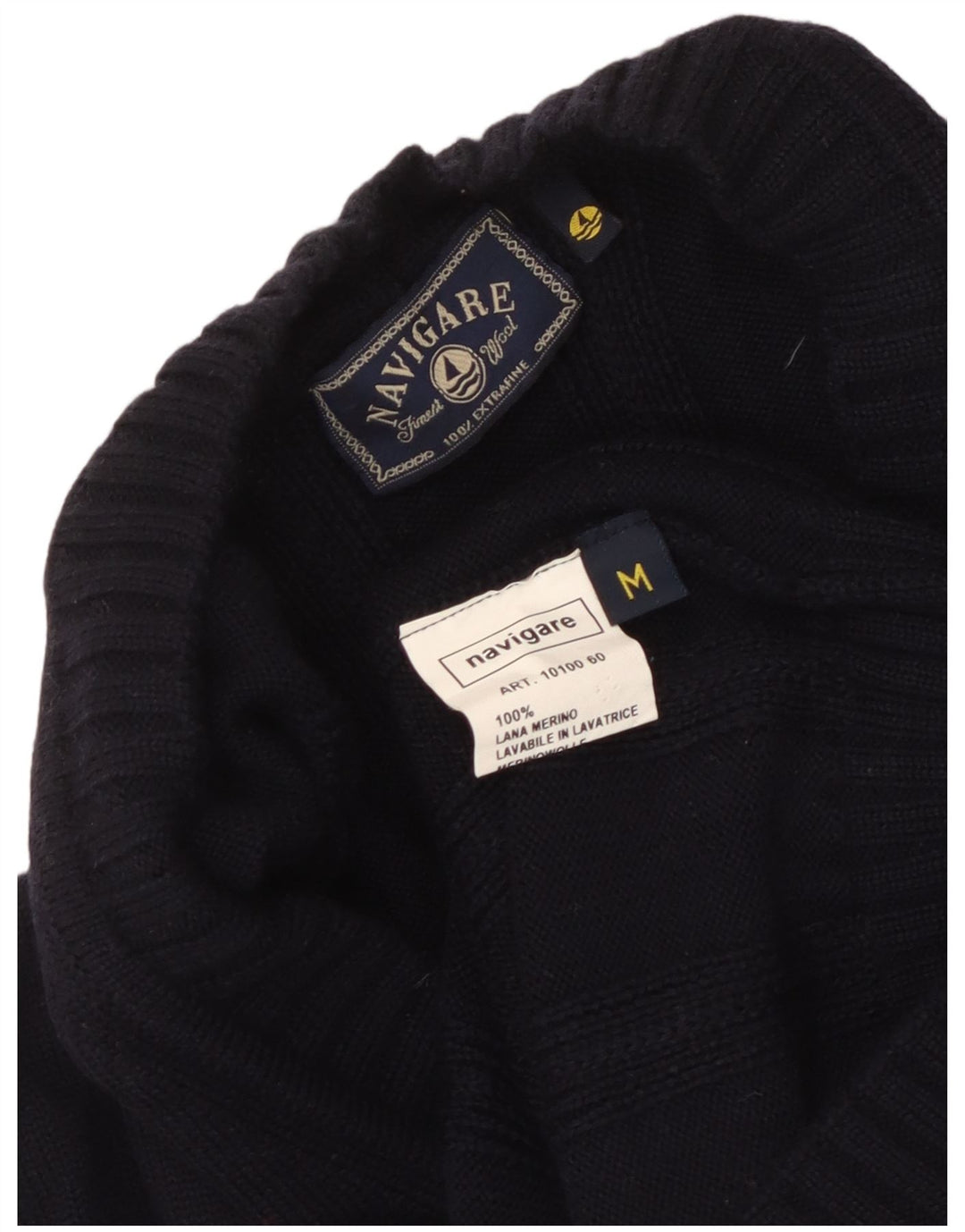 Navigare Herren-Strickjacke aus mittelblauer Wolle in Marineblau