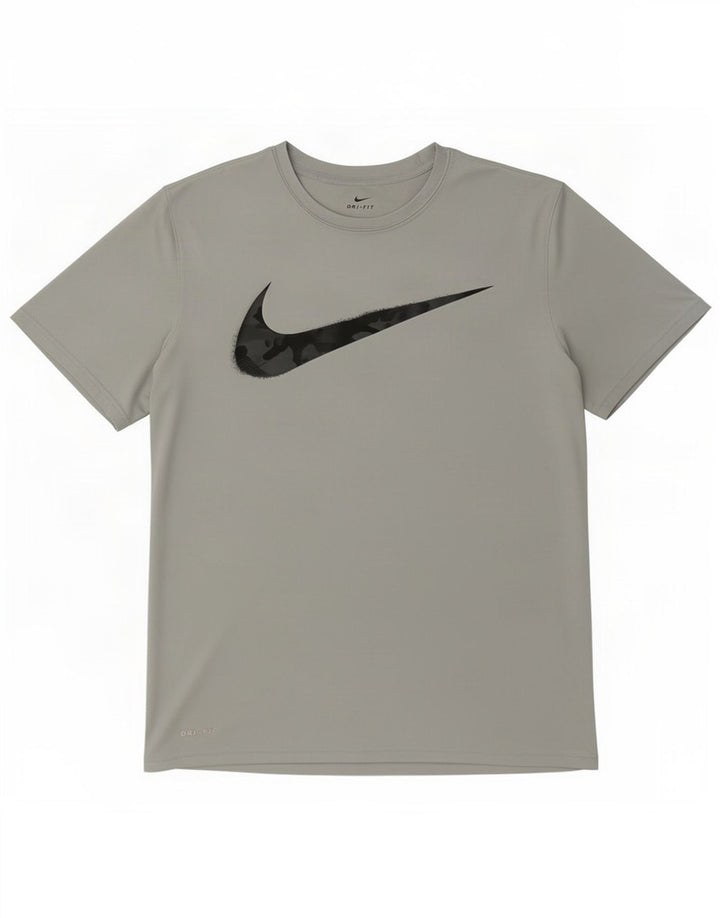 Nike Herren Dri Fit Grafik-T-Shirt-Oberteil aus mittelgrauem Polyester