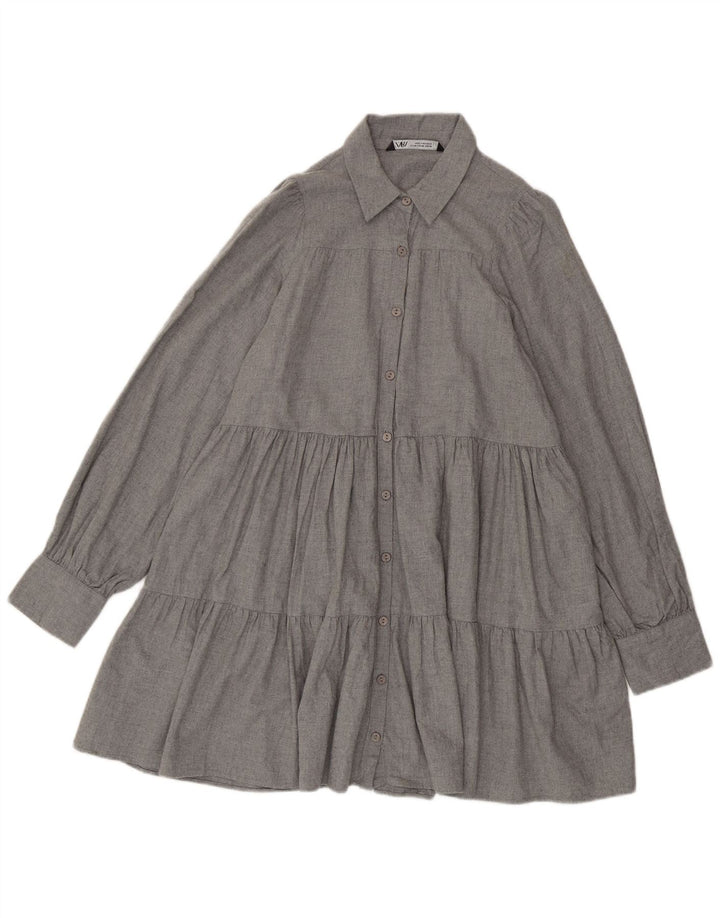 Zara Damen Übergroßes Hemdkleid UK 6 XS Grau