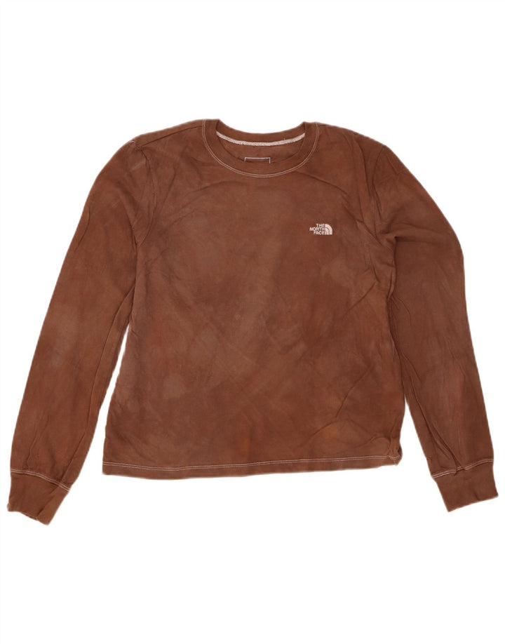 THE NORTH FACE Womens Top Long Sleeve UK 10 Small Brown Cotton