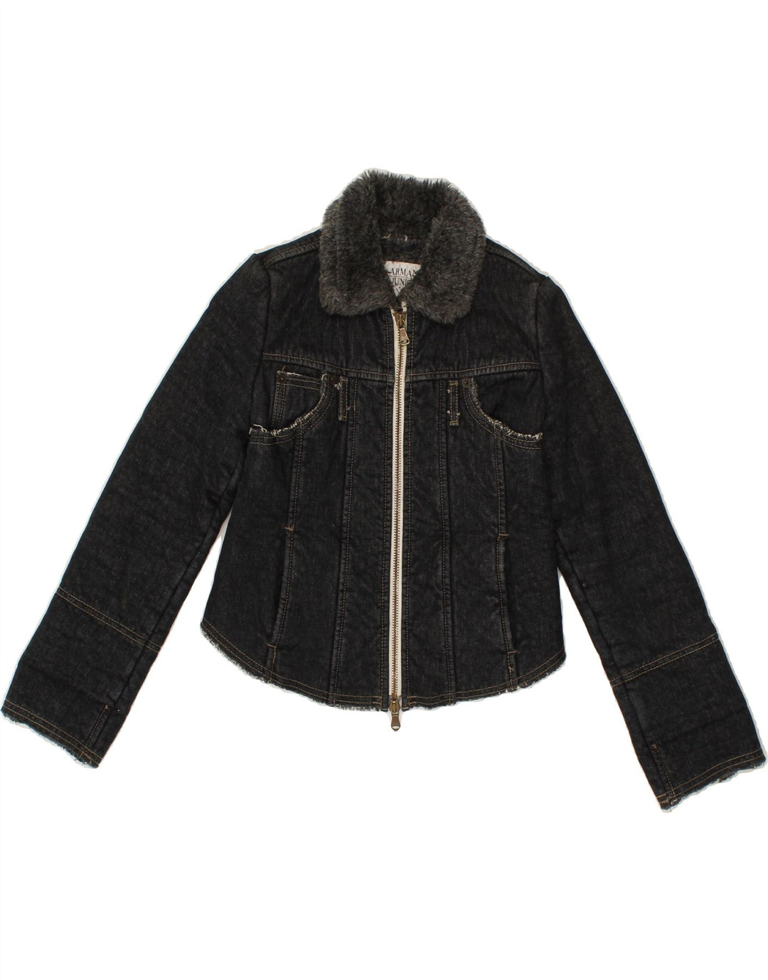 ARMANI JUNIOR Girls Sherpa Denim Jacket 5-6 Years Grey Cotton Vintage Armani Junior and Second-Hand Armani Junior from Messina Hembry 