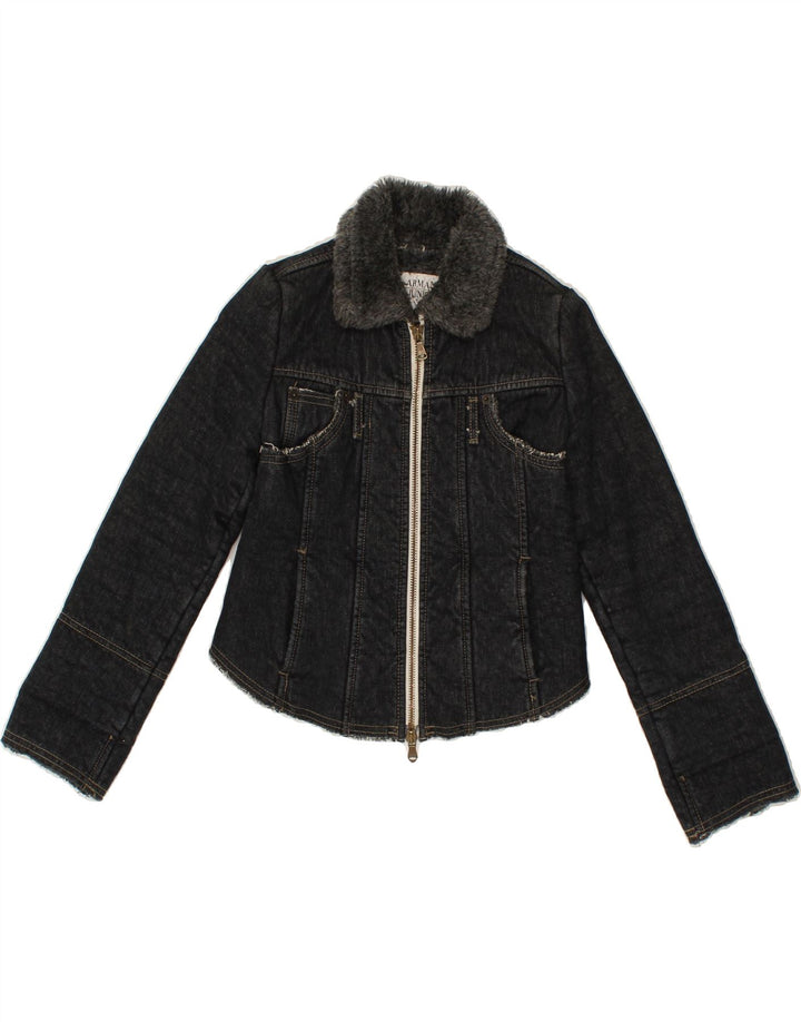 ARMANI JUNIOR Girls Sherpa Denim Jacket 5-6 Years Grey Cotton Vintage Armani Junior and Second-Hand Armani Junior from Messina Hembry 