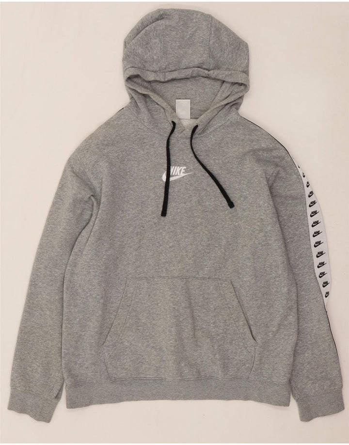 NIKE Herren-Kapuzenpullover mit grafischem Print, mittelgraue Colourblock-Baumwolle