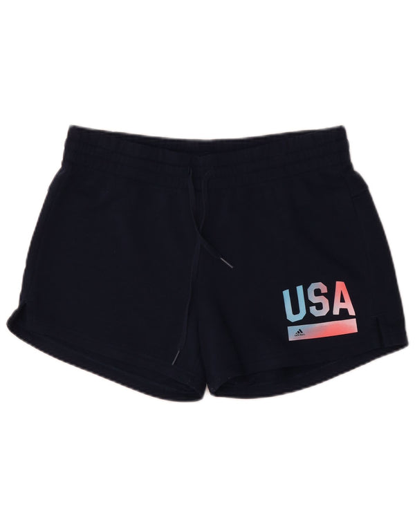 Adidas Damen Graphic Sport Shorts UK 12/14 Medium Marineblau Baumwolle