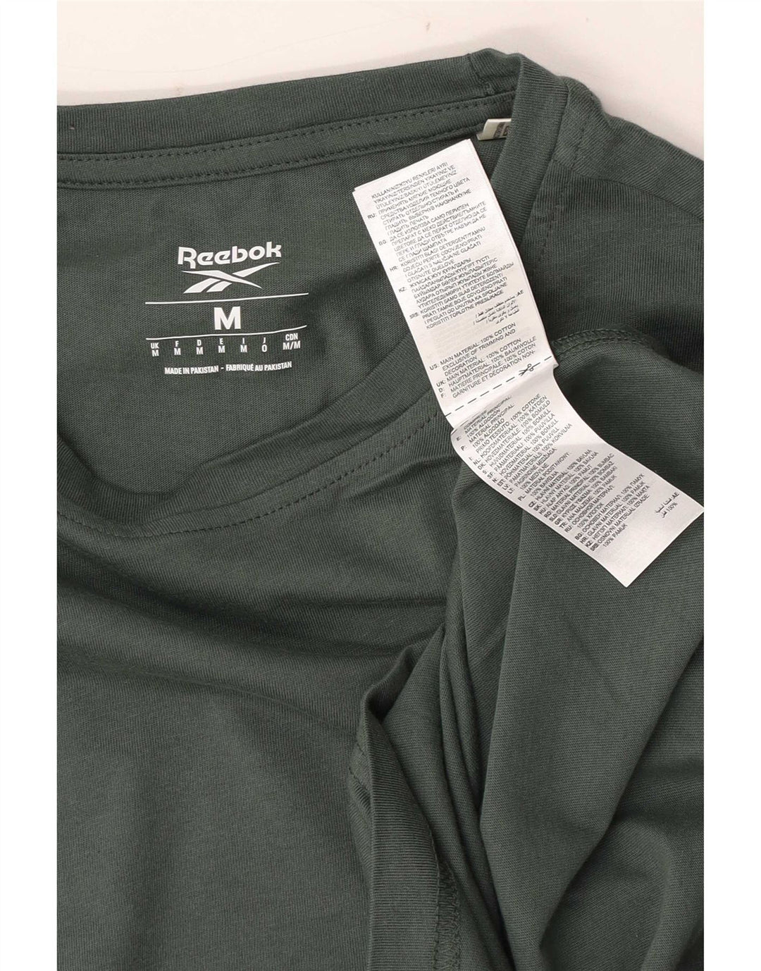 Reebok Herren Grafik-T-Shirt-Oberteil aus mittelgrüner Baumwolle