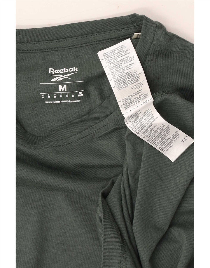 Reebok Herren Grafik-T-Shirt-Oberteil aus mittelgrüner Baumwolle