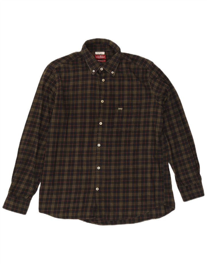 Carrera Herren-Flanellhemd mit normaler Passform, XL, Khaki, Karo, Baumwolle