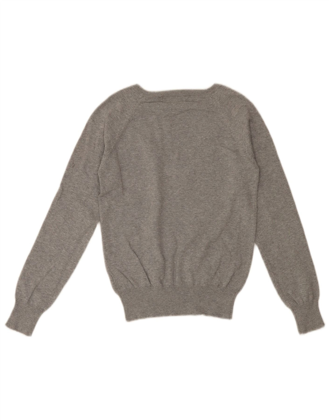 ZARA Damen Crop V-Ausschnitt Pullover Pullover UK 10 Small Grau Baumwolle